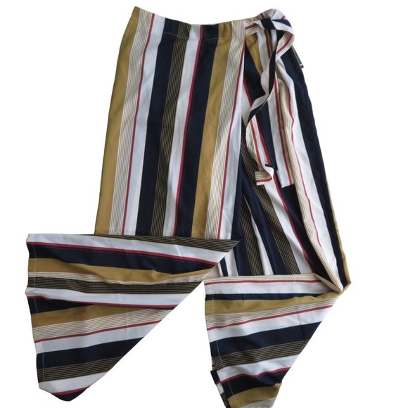 Forever 21 Contemporary Pants XL Wide Leg Palazzo Striped Navy Cream NWT - Picture 6 of 10